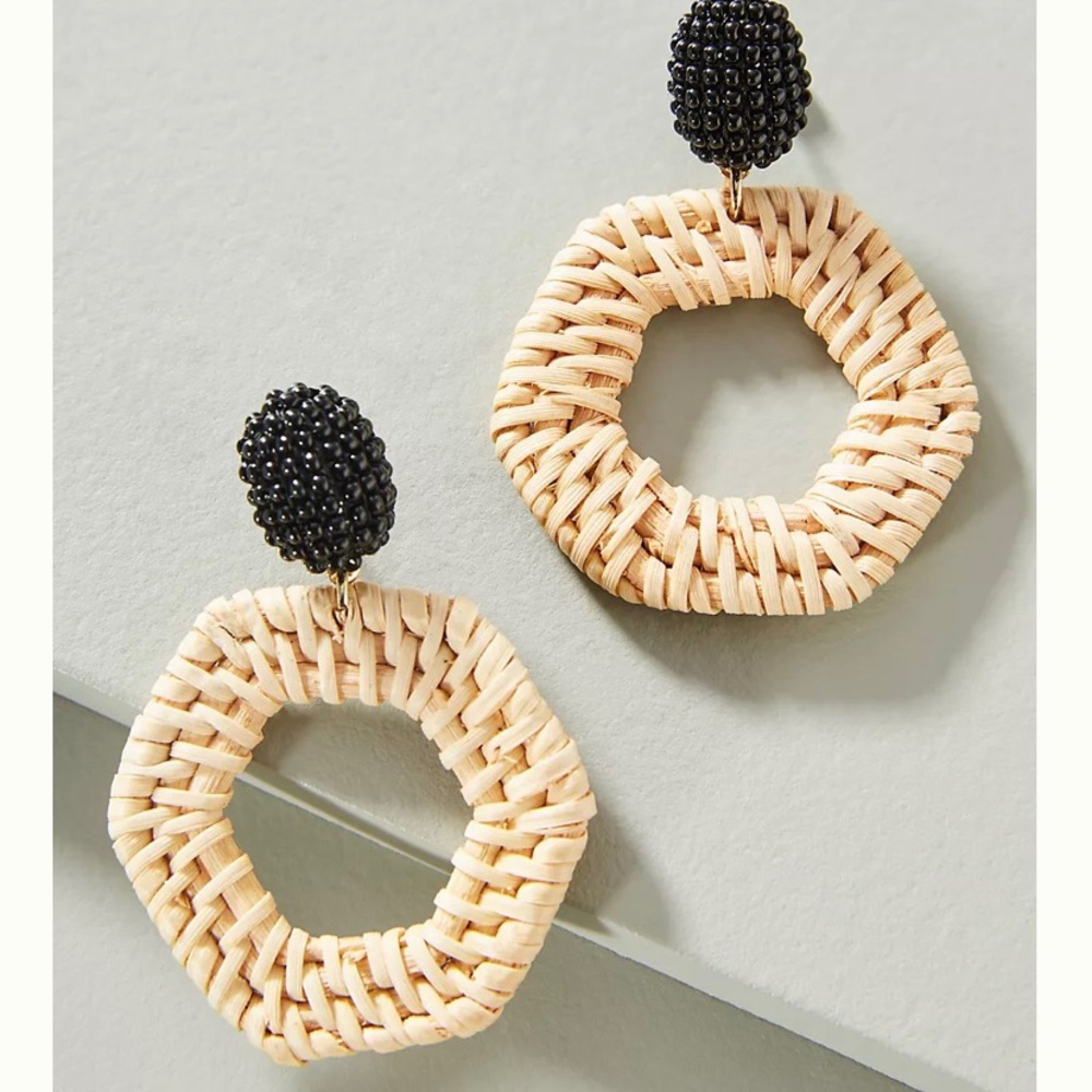 NWT Jana Wicker Drop Earrings Anthropologie - Picture 1 of 6
